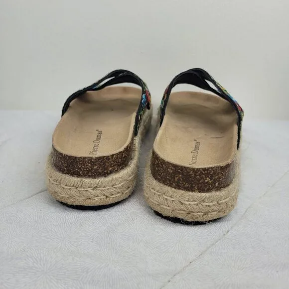 Pierre Dumas embroidered flowers platform black espadrille sandals vacation 10 - Picture 4 of 14